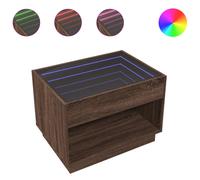 Coffee Table with Infinity LED Brown Oak 70x50x50 cm