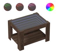 (brown oak, 73 x 53 x 45 cm) vidaXL Coffee Table with LED Hallway Tea End Table Side Table Engineered Wood