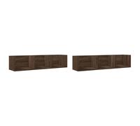 (brown oak, 75 x 18 x16,5 cm/ 2 pcs) vidaXL Wall Cabinets Wall Storage Cabinet Hanging Cupboard Engineered Wood