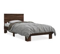 (brown oak, 75 x 190 cm) vidaXL Bed Frame Home Bed Base Sonoma Oak 90x200 cm Engineered Wood and Metal