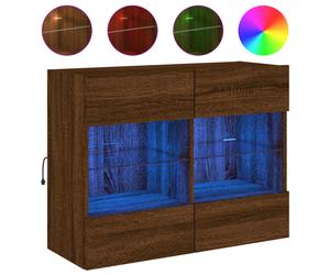 (brown oak, 78.5 x 30 x 60.5 cm/ 1 pcs) vidaXL TV Wall Cabinets with LED Lights TV Wall Unit Storage Floating TV Unit