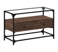 (brown oak, 80 x 35 x 51 cm) vidaXL TV Cabinet with Glass Top TV Unit TV Stand Media Unit Engineered Wood