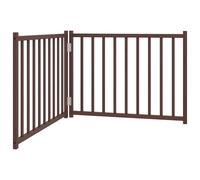 vidaXL Dog Gate 3-Piece Dog Gate Foldable Easy Care Protective Gate for Living Room Kitchen Stairs Pet Gate Door Safety Gate Brown Oak Solid Wood Fir