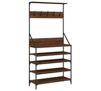 vidaXL Modern Clothes Rack with Shoe Storage - Compact Engineered Wood Coat Stand with Minimalistic Design - Brown Oak, 90 x 34 x 184 cm