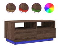 (brown oak, 90 x 49 x 40 cm) vidaXL Coffee Table with LED Lights Hallway Accent End Table Side Sofa Table