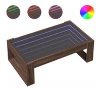 (brown oak, 90 x 53 x 30 cm) vidaXL Coffee Table with Infinity LED Hallway Tea End Table Side Table Black