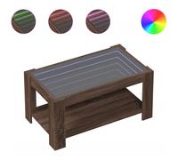 (brown oak, 93 x 53 x 45 cm) vidaXL Coffee Table with LED Hallway Tea End Table Side Table Engineered Wood