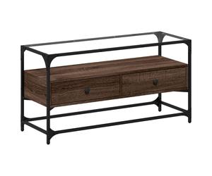 (brown oak, 98 x 35 x 51 cm) vidaXL TV Cabinet with Glass Top TV Unit TV Stand Media Unit Engineered Wood