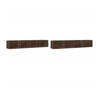 (brown oak, 99 x 18 x16,5 cm/ 2 pcs) vidaXL Wall Cabinets Wall Storage Cabinet Hanging Cupboard Engineered Wood