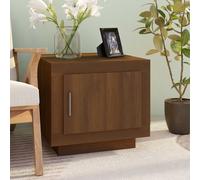 Brown Oak Coffee Table Storage Cabinet Side Table With Door 51x50x45cm