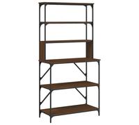 (brown oak) vidaXL Baker's Rack Kitchen Unit Microwave Stand 6-Tier Rack Engineered Wood