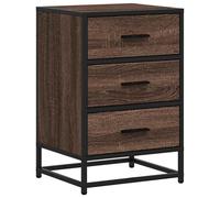 vidaXL Bedside Cabinet Brown Oak 40x34.5x60 cm Engineered Wood and Metal, bedside table, nightstand, bed table, bed side table, bed cabinet