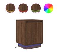 (brown oak) vidaXL Bedside Cabinet with LED LightsÂ Grey Sonoma 38x34x50 cm bedside table