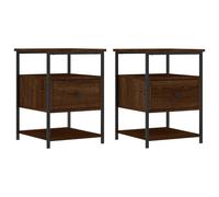 (brown oak) vidaXL Bedside Cabinets Nightstand Bed Table 2 pcs Brown Oak Engineered Wood