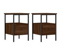(brown oak) vidaXL Bedside Cabinets Nightstand Bedside Table 2 pcs Black Engineered Wood