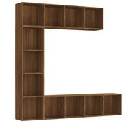 (brown oak) vidaXL Book/TV Cabinet Set 3 Piece Book Stand Rack Wall Shelf Multi Colours
