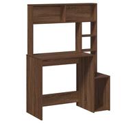 vidaXL 6 Shelf Study Desk Brown Oak - Size: 140 x 100 x 45cm - Wilko