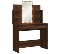 (brown oak) vidaXL Dressing Table Makeup Vanity Desk Cosmetic Table with LED Lights Black