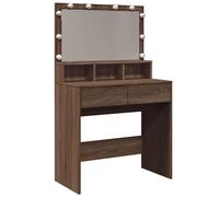 (brown oak) vidaXL Dressing Table with LED Cosmetic Table Vanity Makeup Table Smoked Oak