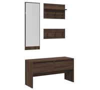 (brown oak) vidaXL Hallway Furniture Set 4 Piece Shoe Bench Coat Hanger Engineered Wood