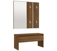 vidaXL Hallway Furniture Set Brown Oak Engineered Wood, Brown
