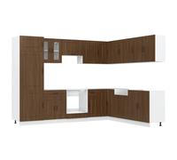 (brown oak) vidaXL Kitchen Cabinet Set 14 Piece Cabinet Cupboard Kalmar Engineered Wood