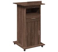 (brown oak) vidaXL Lectern with Wheels and Drawer Pulpit Podium Stand Engineered Wood