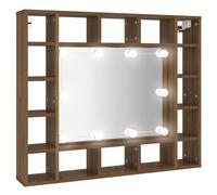 (Brown oak) vidaXL Mirror Cabinet with LED Cosmetic Mirror Cabinet Bedroom Storage Cabinet