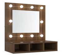 (Brown oak) vidaXL Mirror Cabinet with LED Wall-mounted Mirror Cabinet Storage Cupboard