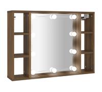 (Brown oak) vidaXL Mirror Cabinet with LED Washroom Storage Cabinet Bathroom Vanity Unit