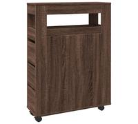 (brown oak) vidaXL Narrow Bathroom Cabinet with Wheels Storage Cupboard Engineered Wood