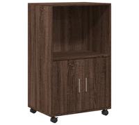 (brown oak) vidaXL RollingÂ Cabinet Office Storage Cabinet Engineered Wood