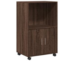(brown oak) vidaXL RollingÂ Cabinet Office Storage Cabinet Engineered Wood
