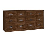 (brown oak) vidaXL Sideboards Storage Cabinet Cupboard Highboard 2 pcs Engineered Wood
