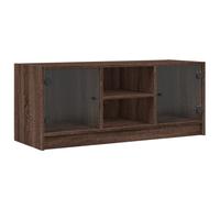 (brown oak) vidaXL TV Cabinet with Glass Doors TV Stand Entertainment Centre Smoked Oak