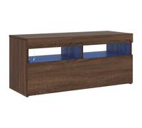 vidaXL TV Cabinet with LED Lights Brown Oak 90x35x40 cm, Brown