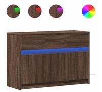 vidaXL TV Cabinet with LED Brown Oak 91x34x61 cm Engineered Wood, Brown