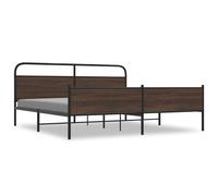 (Brown Oak with headboard & high footboard, 200 x 200 cm) vidaXL Metal Bed Frame without Mattress Bed Base Bedstead Mattress Foundation