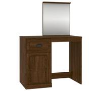 (brown oak, with mirror) vidaXL Dressing Table Vanity Desk Cosmetic Table Makeup Desk Engineered Wood