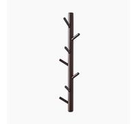 Brown Oak Wood Wall-Mounted Coat Rack, 7 Hooks Branch Style Hanging Organizer, No Punching Entrance Door Hook, Sturdy Hall Tree for Hats, Bags, Scarves