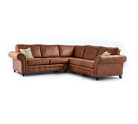 (Brown) Oakland Suede Leather 2c2 Corner Sofa