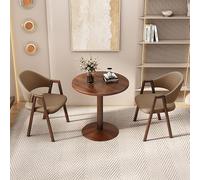 Brown Office Reception Table Set - Small Meeting Room Coffee Table & Chair Combo for Home Living Room Balcony Cafe Break Room and Negotiation Space.
