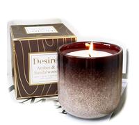 Brown Ombre Scented Candle 9x9cm Amber & Sandalwood Ceramic Pot Long Lasting Giftboxed