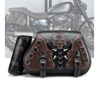(Brown(One pair)) Vintage Motorcycle Saddlebags - Retro Style Leather Side Cases for Cruiser Bike Customization