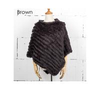 (Brown, One Size) Women Knit Rabbit Fur Shawl Poncho Cape Robe Tippet Wrap Female Girl Warm Coat Jakcet CK701