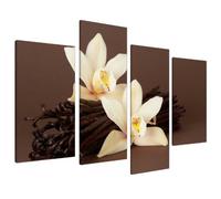 Brown Orchid Flower Floral Canvas Wall Art Pictures Set Prints XL 4121