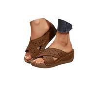 Brown Orthopedic Sandals For Women Uk 2026,Flowers Orthopedic Arch Support Sandal Platform Slip On Open Toe Wide Width Slippers Hollow Out Slide Dressy Summer Beach Casual Lightweight Walking Shoes