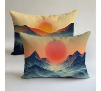 Brown Outdoor Cushions Waterproof 50x80cm Garden Furniture Cushions Sunset Linen Decorative Pillows Covers Invisible Zipper Double Sided Printing Set of 2，Sofa Bench Spring Fall Decor Gift LK-1677