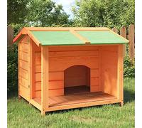 Brown Outdoor Dog Kennel 96x87x80.5 cm, Solid Pine Wood Pet House with Water-Resistant Roof, Large Entrance for Dogs, Cats, and Small Animals