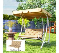 (Brown) Outsunny 2 Seater Garden Bench Cushion Outdoor Seat Pad with Ties